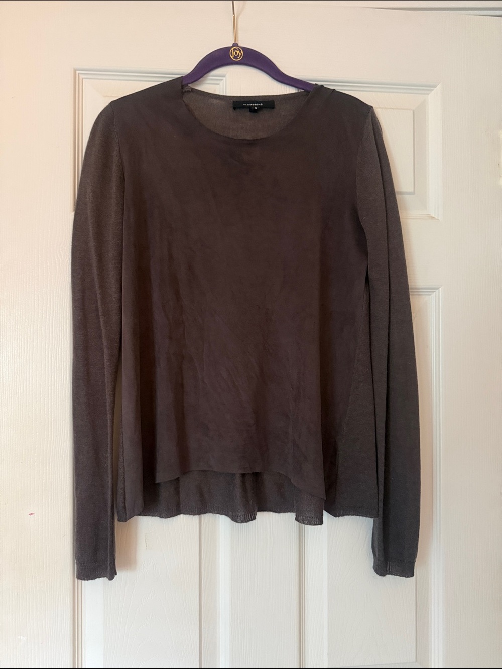 Theory Taupe Brown Layered Long-Sleeve Women's Top